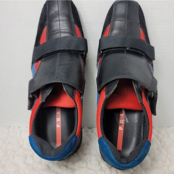 Prada Sport Womens Sneaker Shoes Sise 9 Black Red Blue Strappes Closure - Picture 8 of 16